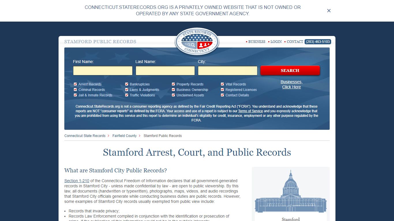 Stamford Arrest, Court, and Public Records